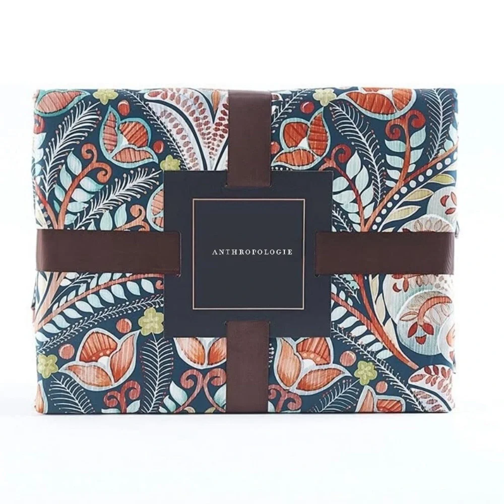 NEW Anthro Paisley Floral Multicolor Boho Queen / King Bedding Duvet & Sham Set